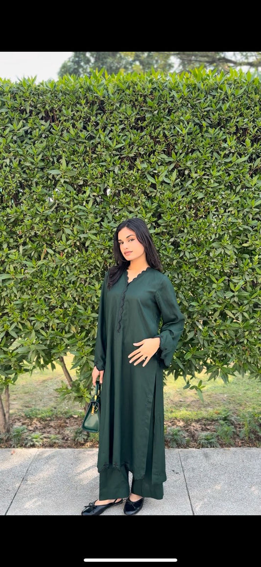 2 piece cutwork long shirt coord set