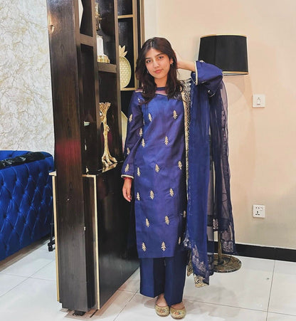 Blue Kathaan SIlk Formal Fit