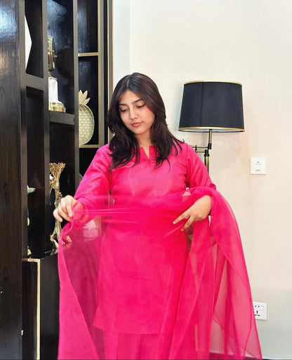 Blue Kathaan SIlk Formal Fit with organza dupatta