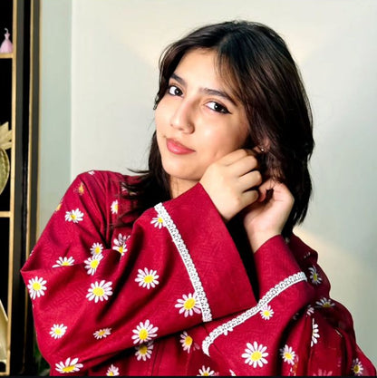 Red printed Cotton OutFit