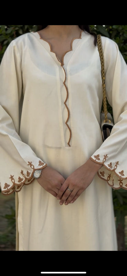 2 piece cutwork long shirt coord set