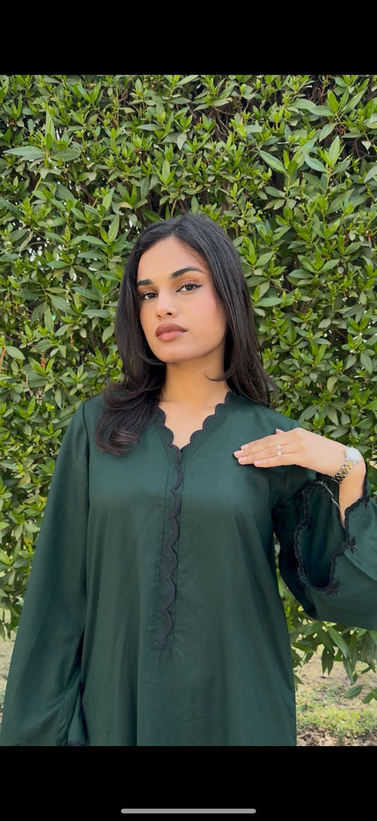 2 piece cutwork long shirt coord set